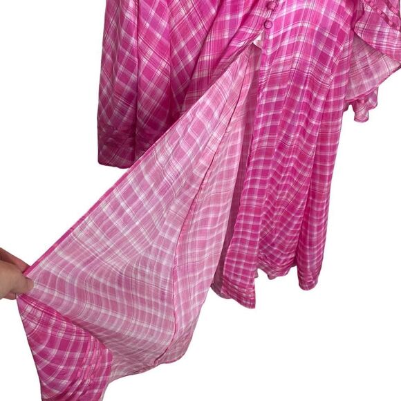 Aje Bungalow Sienna Halter Open Back Tiered Slit Maxi Dress Pink Size 8 Barbie - Picture 9 of 16